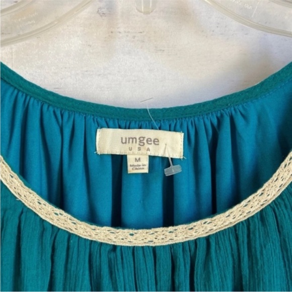 Umgee Green embroidered bell sleeve Boho Dress - Picture 4 of 7